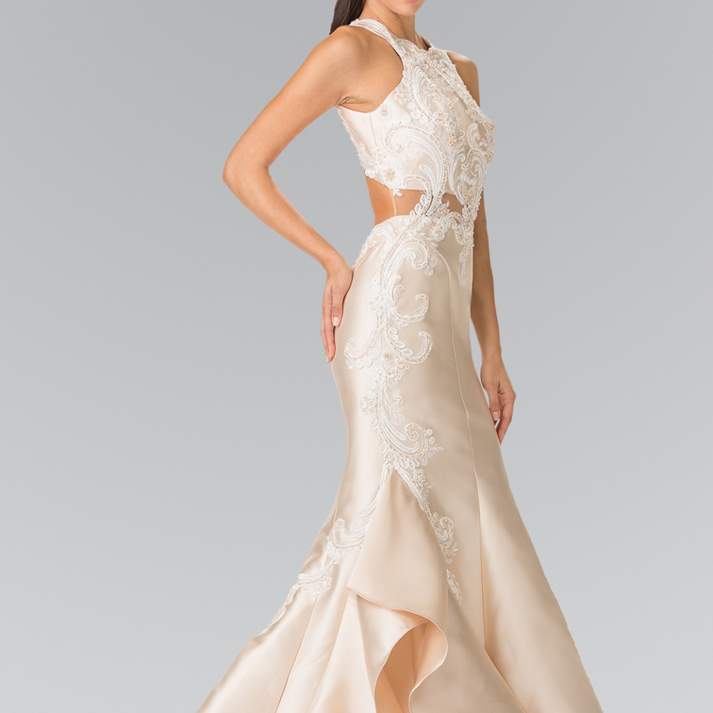 Layered Ruffled Skirt Long Bridesmaid Dress GL2356